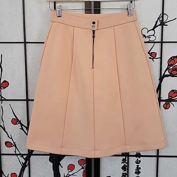 Cedric Charlier Peach Smooth Knee Length A line Panel  Skater Skirt - Picture 3 of 11